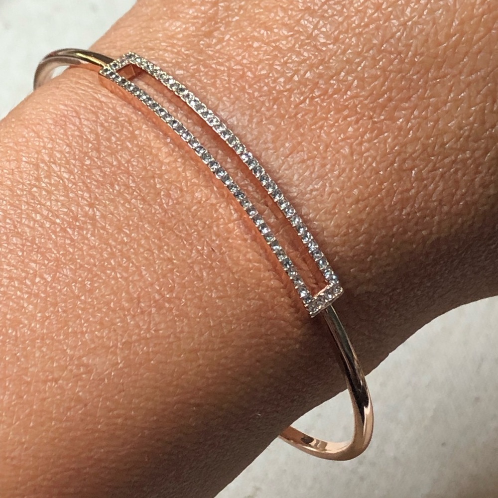 Stella & Dot Pave Bar Cuff Rose Gold